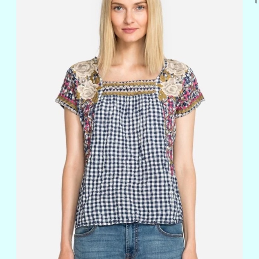 Johnny Was Ronnie Crop Mexican Top